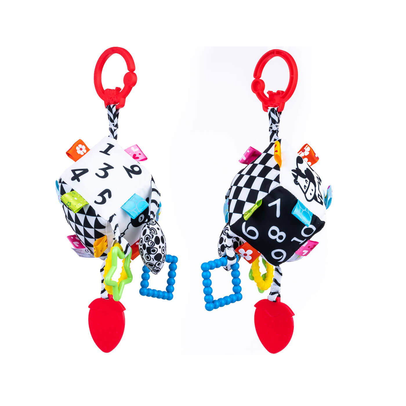 Przywieszka zabawka dla niemowlaka Kostka Sensory Balibazoo Dumel