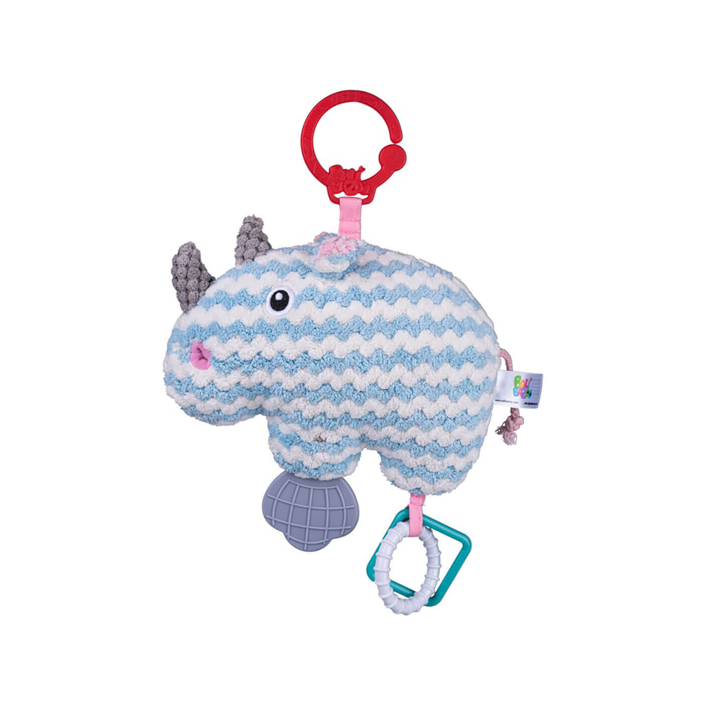 Zawieszka pluszowa Nosorożec pastelowy z gryzaczkami Balibazoo Dumel