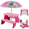 Stolik piknikowy z parasolką Gabi dla dziewczynki, stoliczek z parasolem różowy