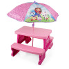 Stolik piknikowy z parasolką Gabi dla dziewczynki, stoliczek z parasolem różowy