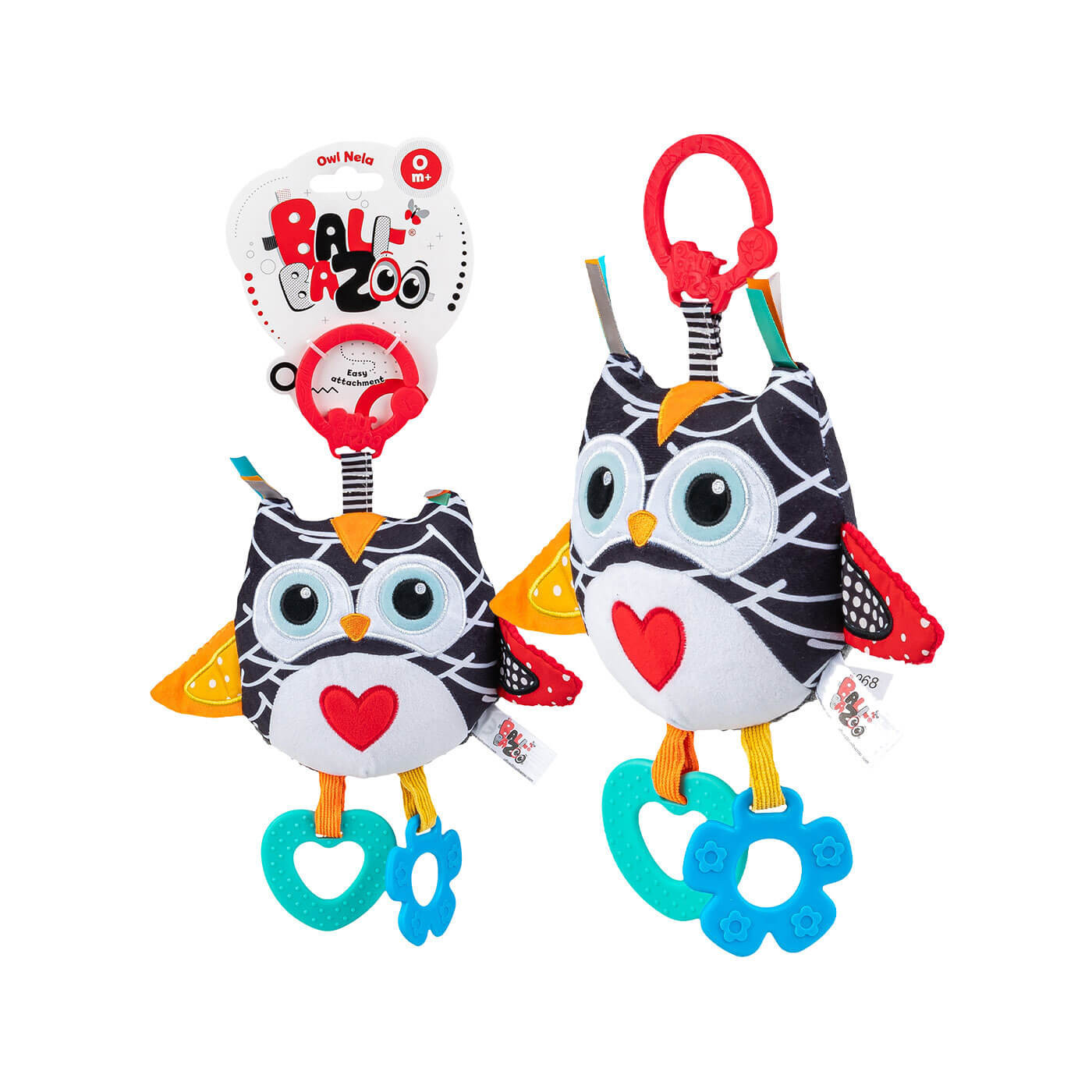 Zawieszka pluszowa z gryzaczkiem Sowa Nela 0m+ Balibazoo Dumel