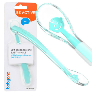 Miękka łyżeczka silikonowa dla niemowląt BABY'S SMILE miętowa