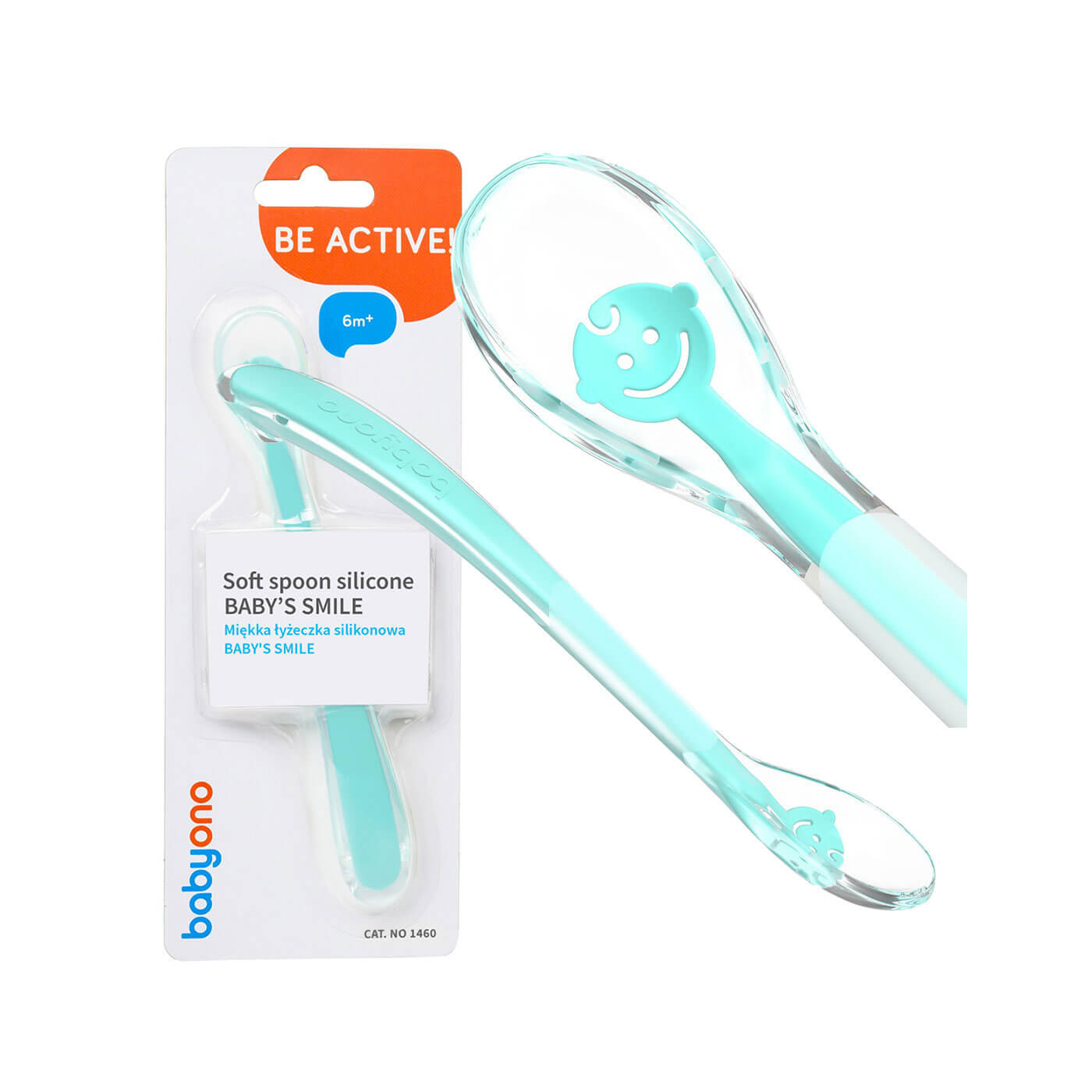 Miękka łyżeczka silikonowa dla niemowląt BABY'S SMILE miętowa