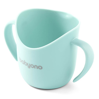 Kubek otwarty do nauki picia ergonomiczny z uchwytami Babyono Miętowy