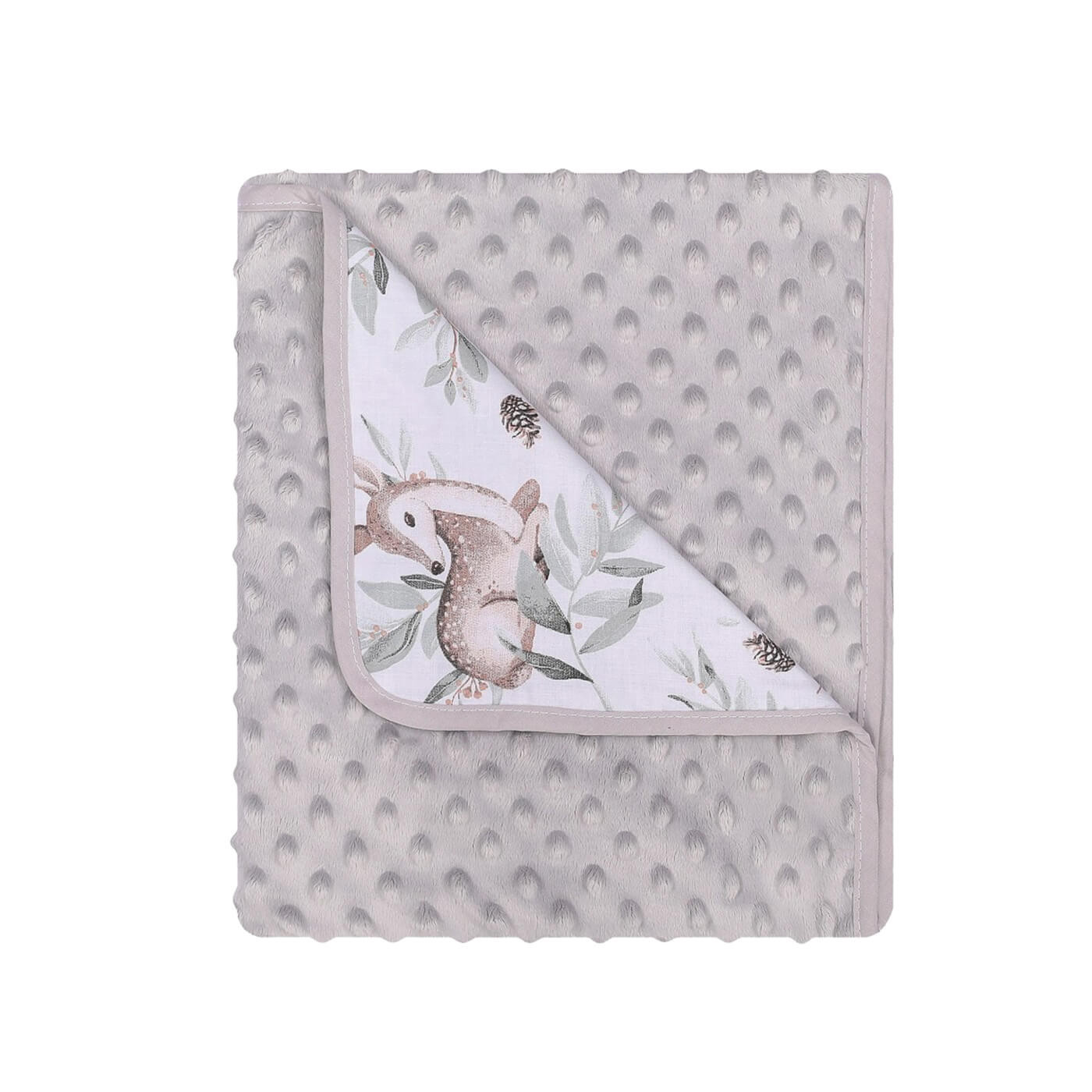 Miękki kocyk Dwustronny Minky bawełniany 80x90 cm Szary Sarenki