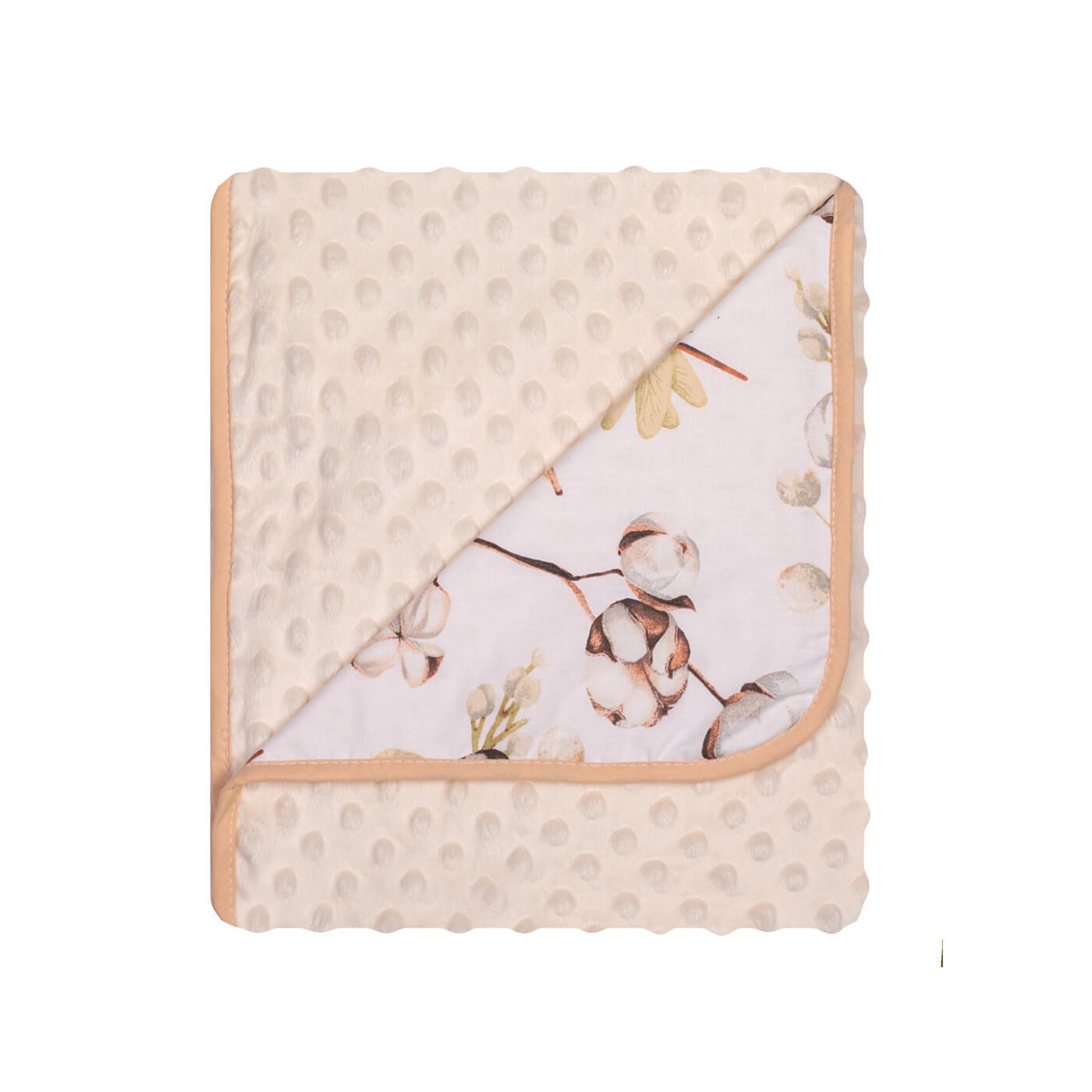 Miękki kocyk Dwustronny Minky bawełniany 80x90 cm Beżowy Ważka