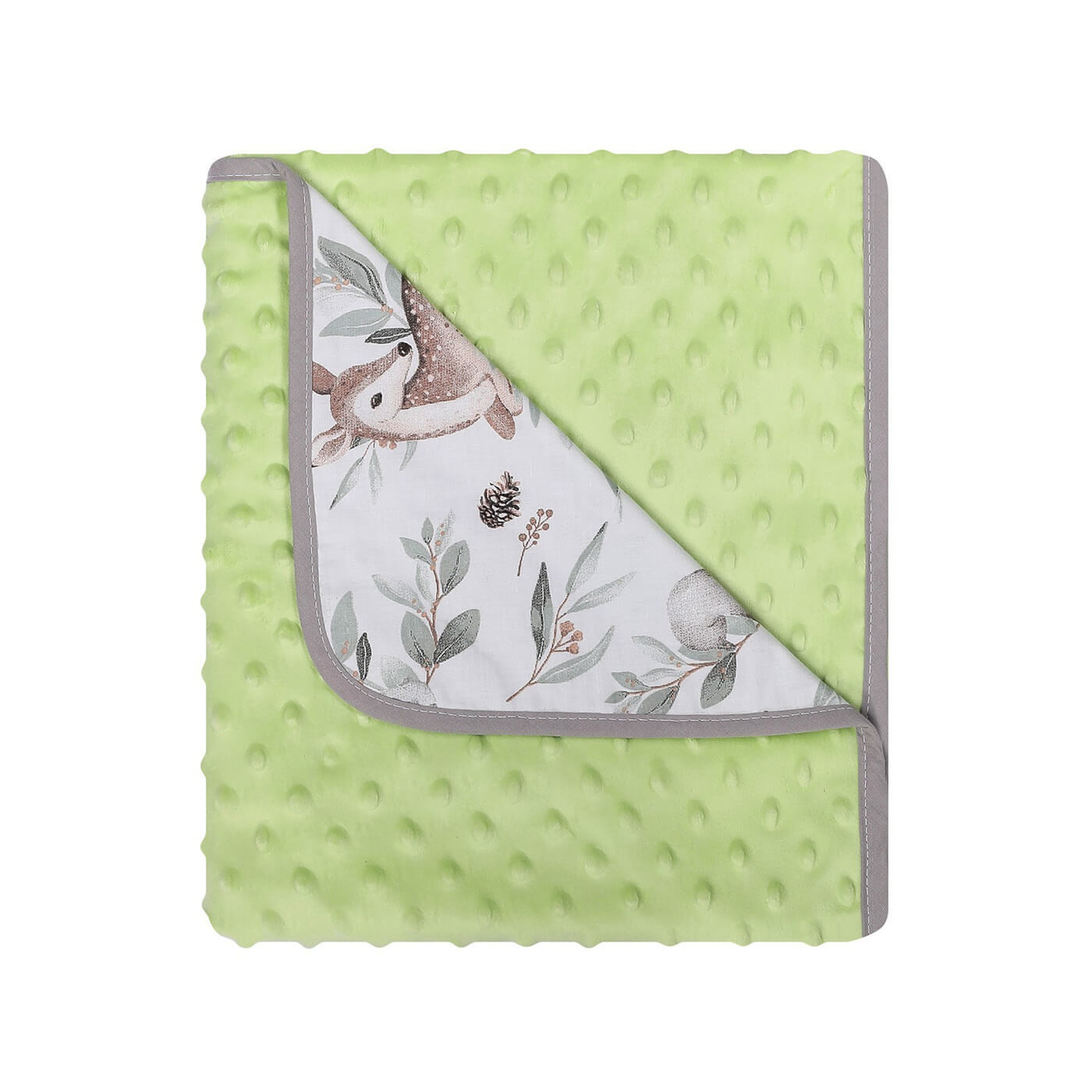 Miękki kocyk Dwustronny Minky bawełniany 80x90 cm Zielony Jelonek