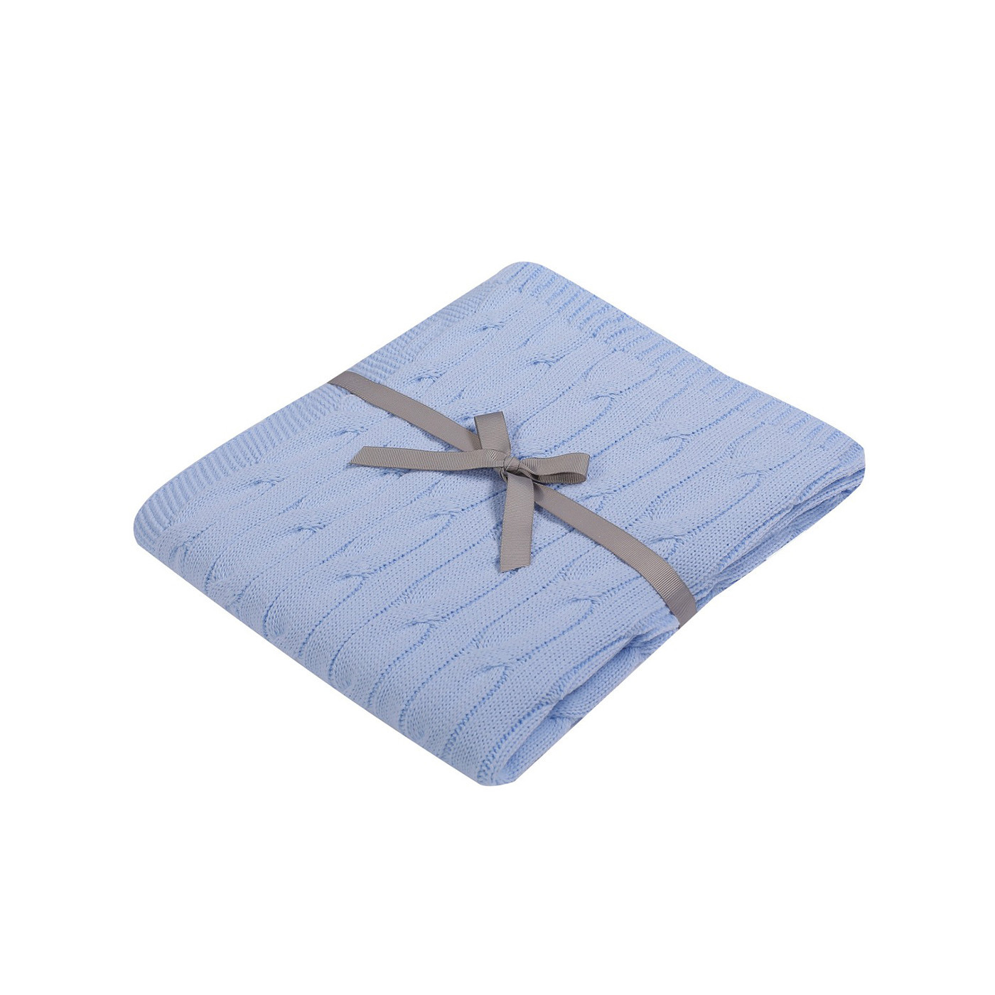 Kocyk dziany warkocz kołderka dla dziecka 80x90cm Niebieski