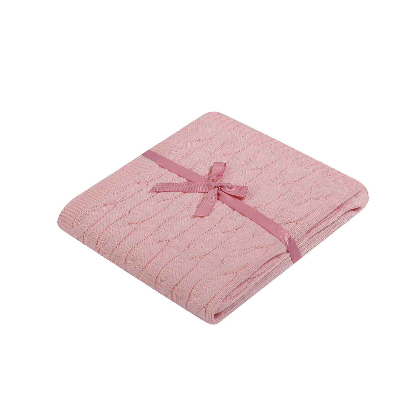 Kocyk dziany warkocz kołderka dla dziecka 80x90cm Różowy