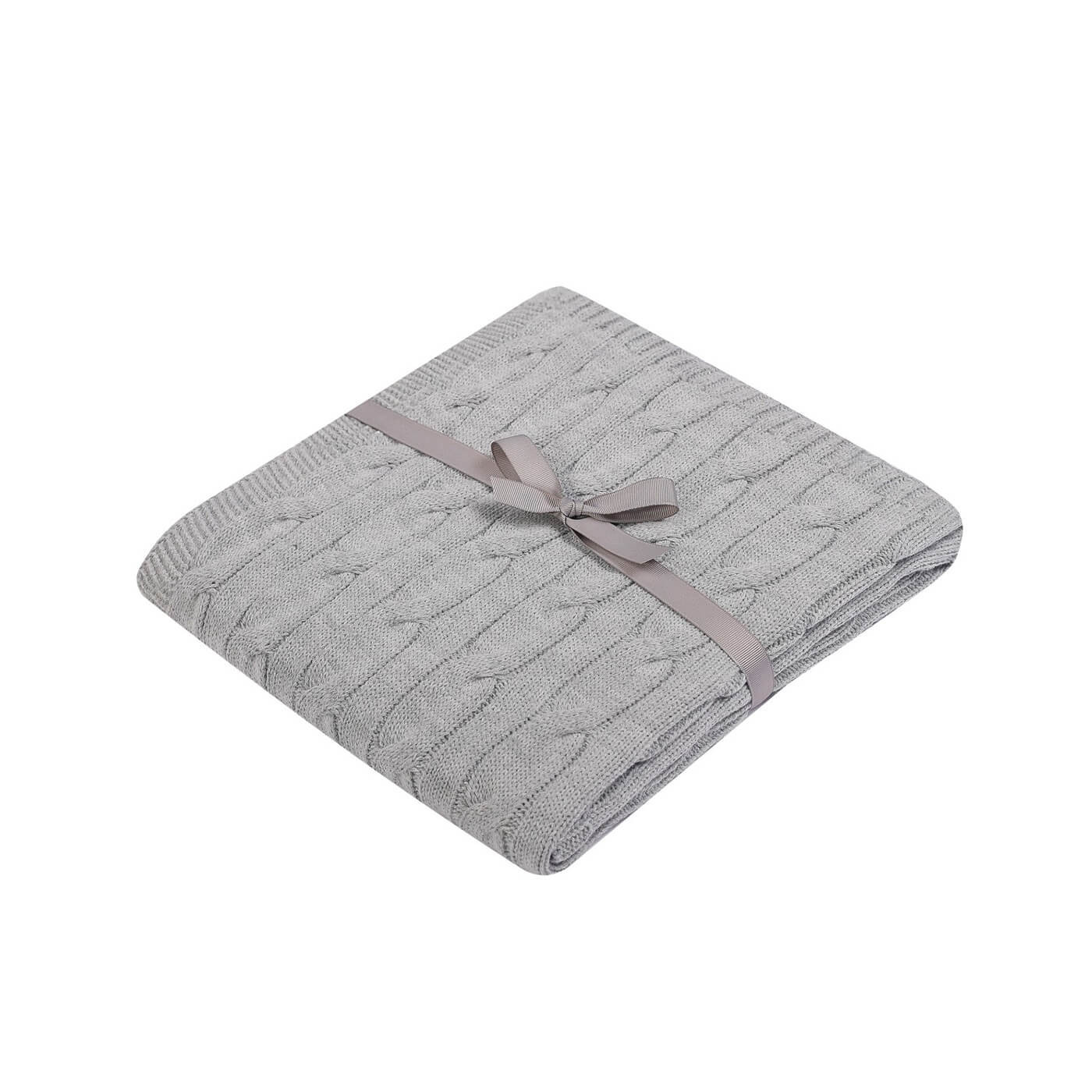 Kocyk dziany warkocz kołderka dla dziecka 80x90cm Szary