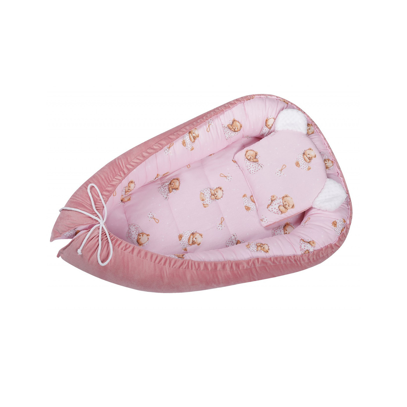 Kokon niemowlęcy Velvet, gniazdko z poduszką 80x50 cm