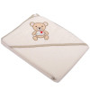Ręcznik z kapturkiem okrycie 80x80cm BAWEŁNA Haft Miś Beżowy