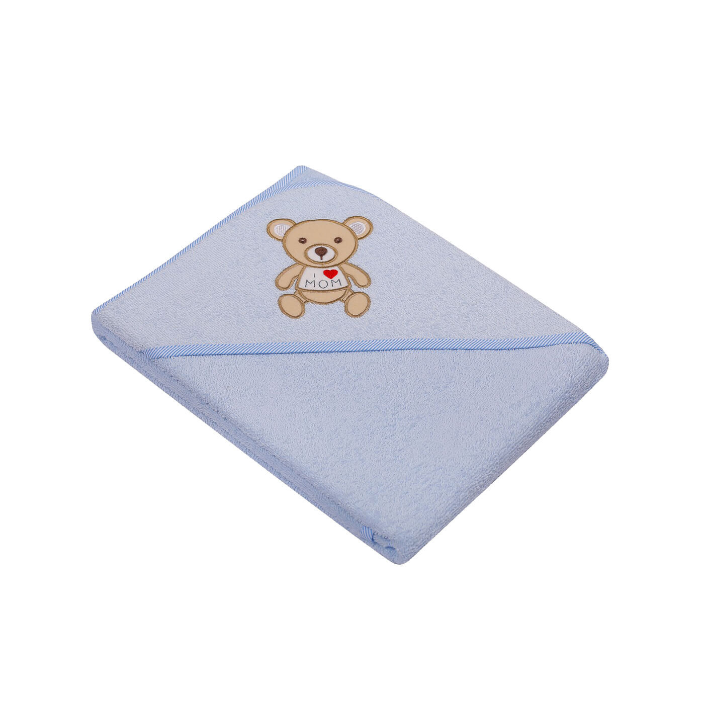 Ręcznik z kapturkiem okrycie 80x80cm BAWEŁNA Haft Miś Niebieski