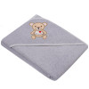 Ręcznik z kapturkiem okrycie 80x80cm BAWEŁNA Haft Miś Szary