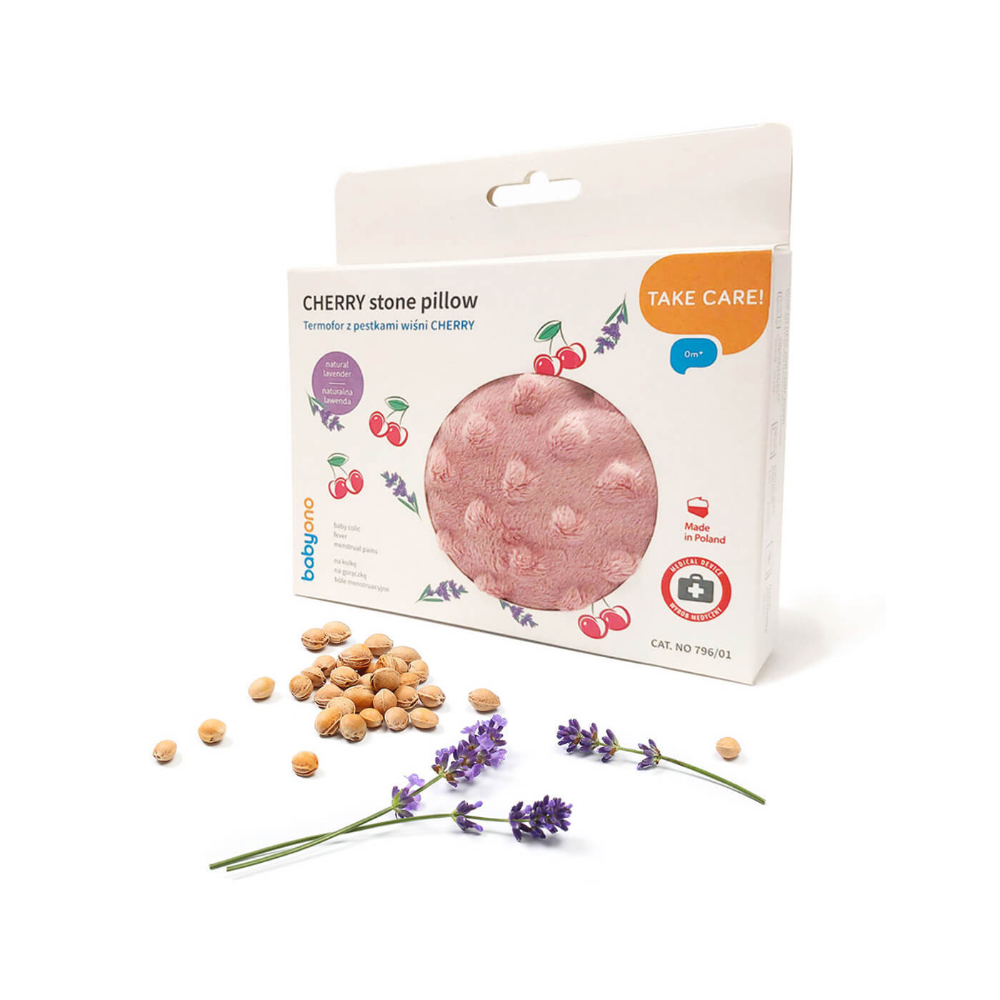 Termofor z pestek wiśni na bóle brzuszka kolki dla niemowlaka Różowy
