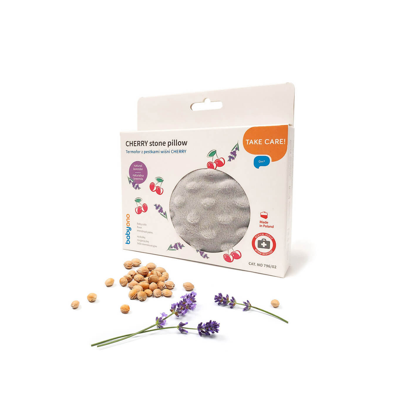 Termofor z pestek wiśni na bóle brzuszka kolki dla niemowlaka Szary
