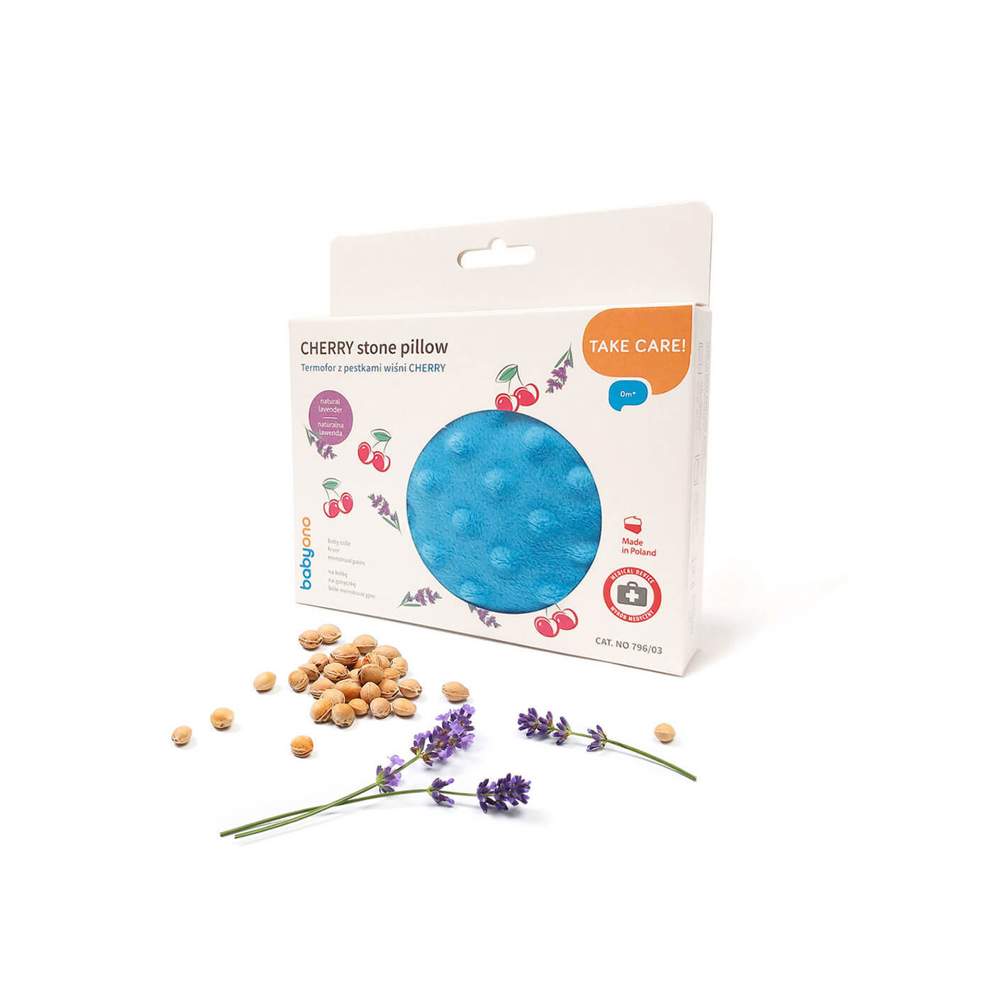 Termofor z pestek wiśni na bóle brzuszka kolki dla niemowlaka Niebieski