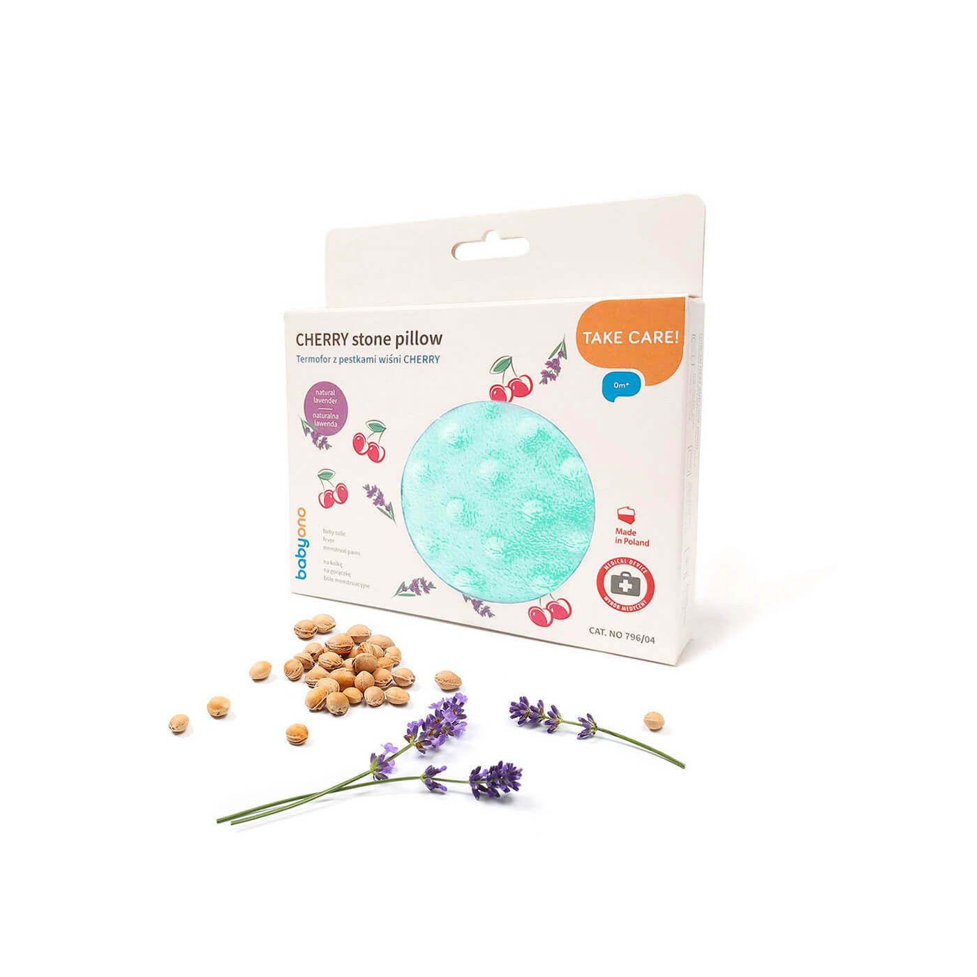 Termofor z pestek wiśni na bóle brzuszka kolki dla niemowlaka Miętowy