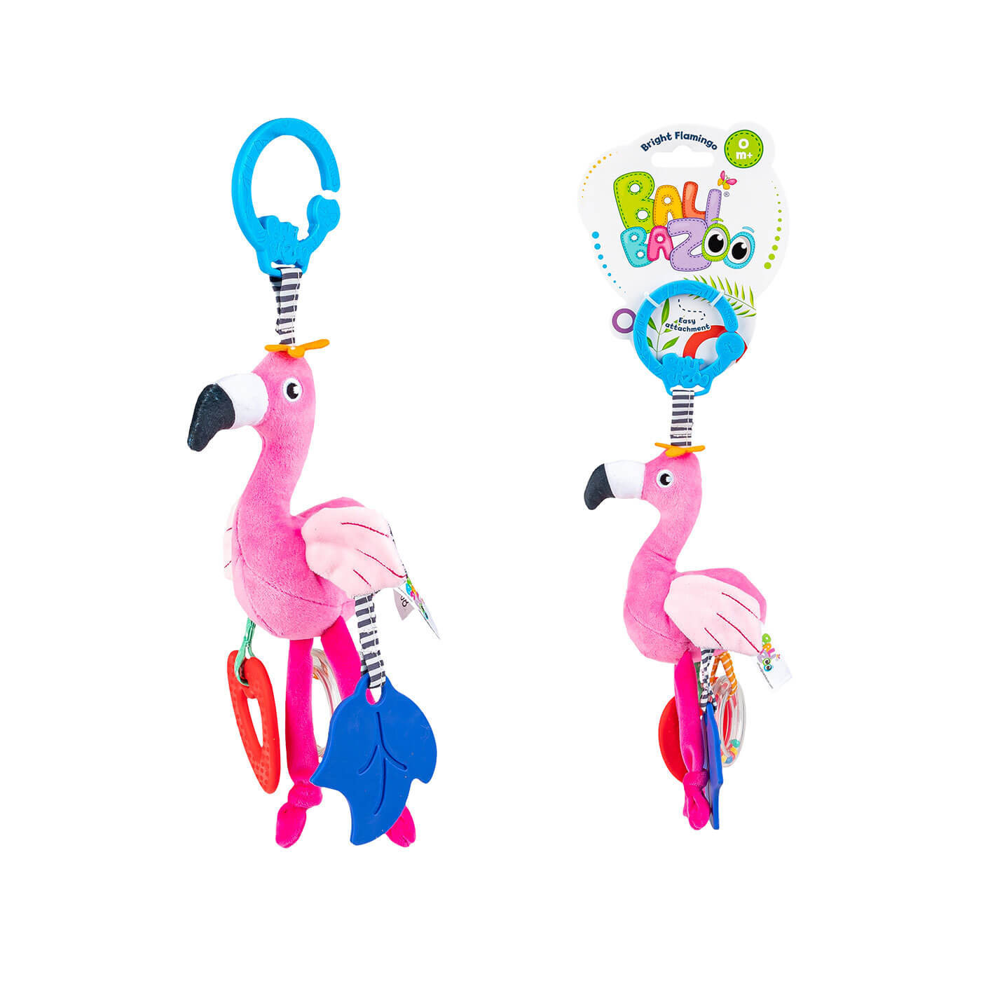 Zawieszka pluszowa Flaming z grzechotką i gryzakiem Balibazoo Dumel