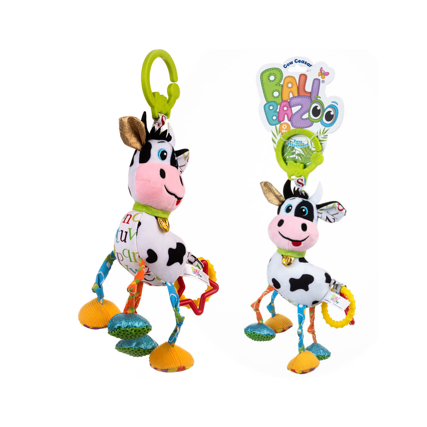 Przywieszka pluszowa Krowa z wibracją dla niemowlaka Balibazoo Dumel