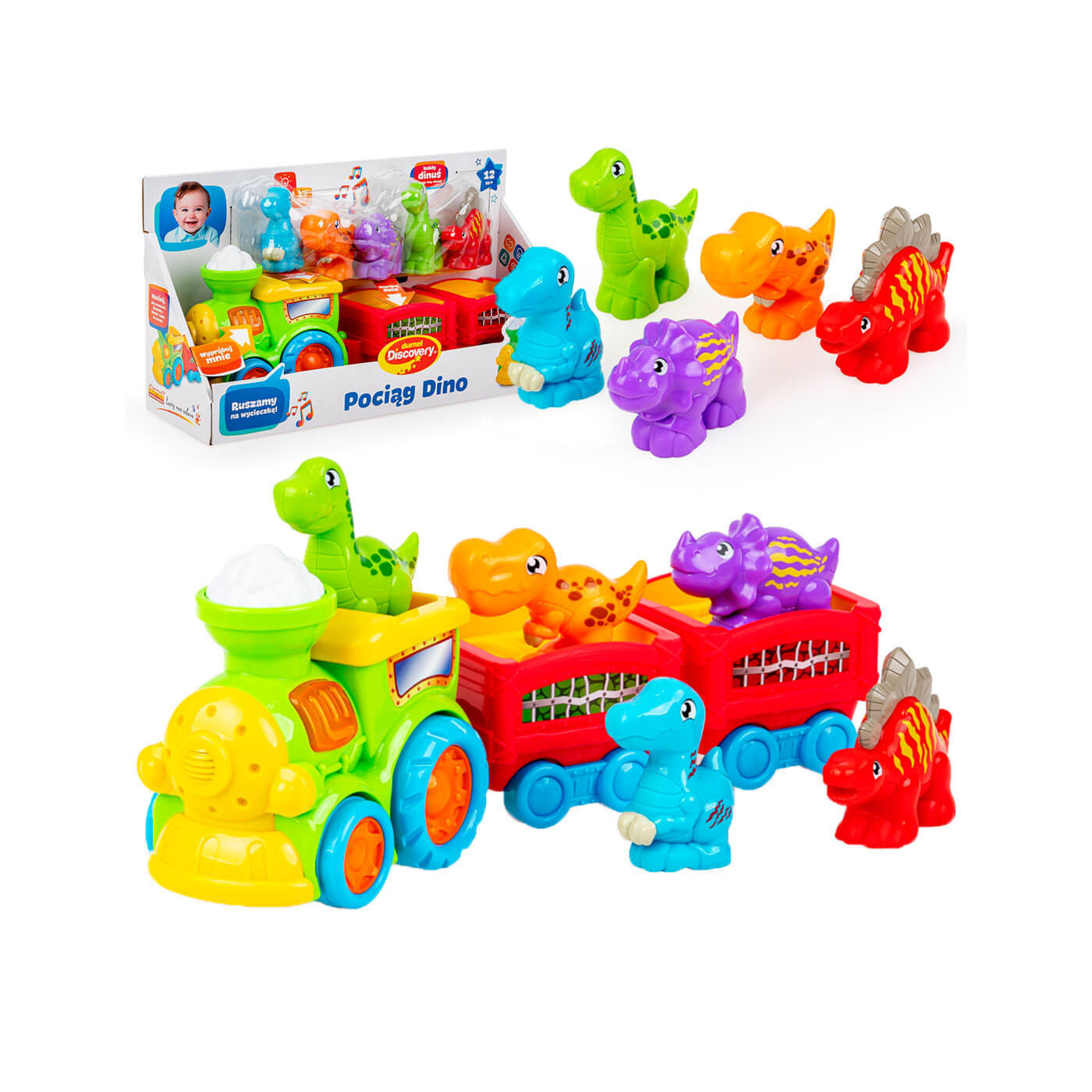 Pociąg Dino zabawka Dumel Discovery dla dziecka 12m+