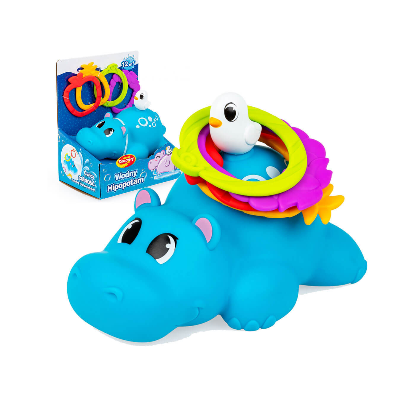 Wodny Hipopotam, zabawka dla dziecka do kąpieli w wannie Dumel 12m+