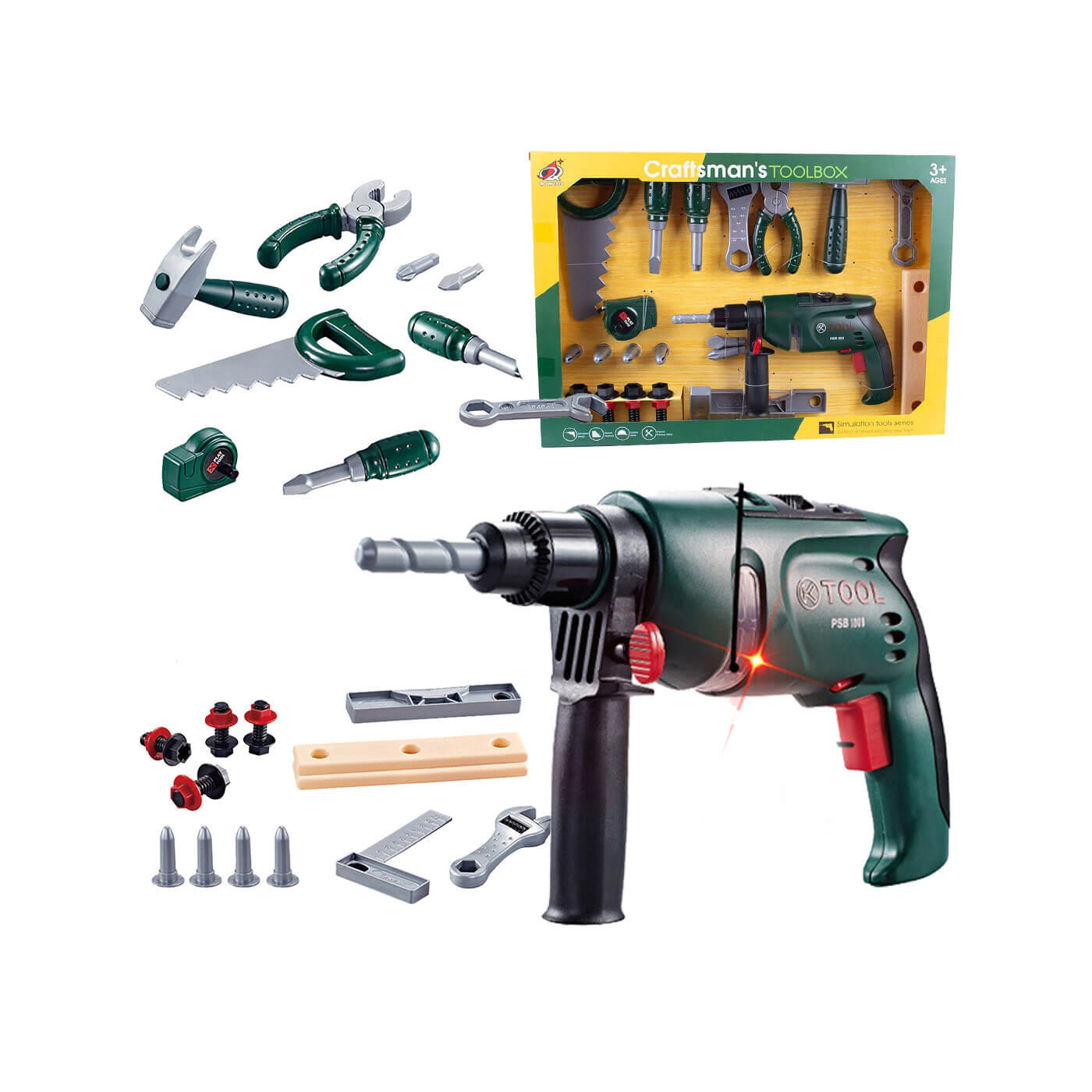 Zestaw narzędzi 27 el. Mały Majsterkowicz Zabawa w warsztat Wiertarka