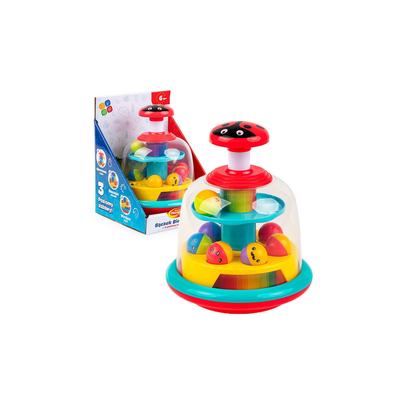 Bączek Biedronka z muzyką, zabawka dla maluszka 6m+ Dumel