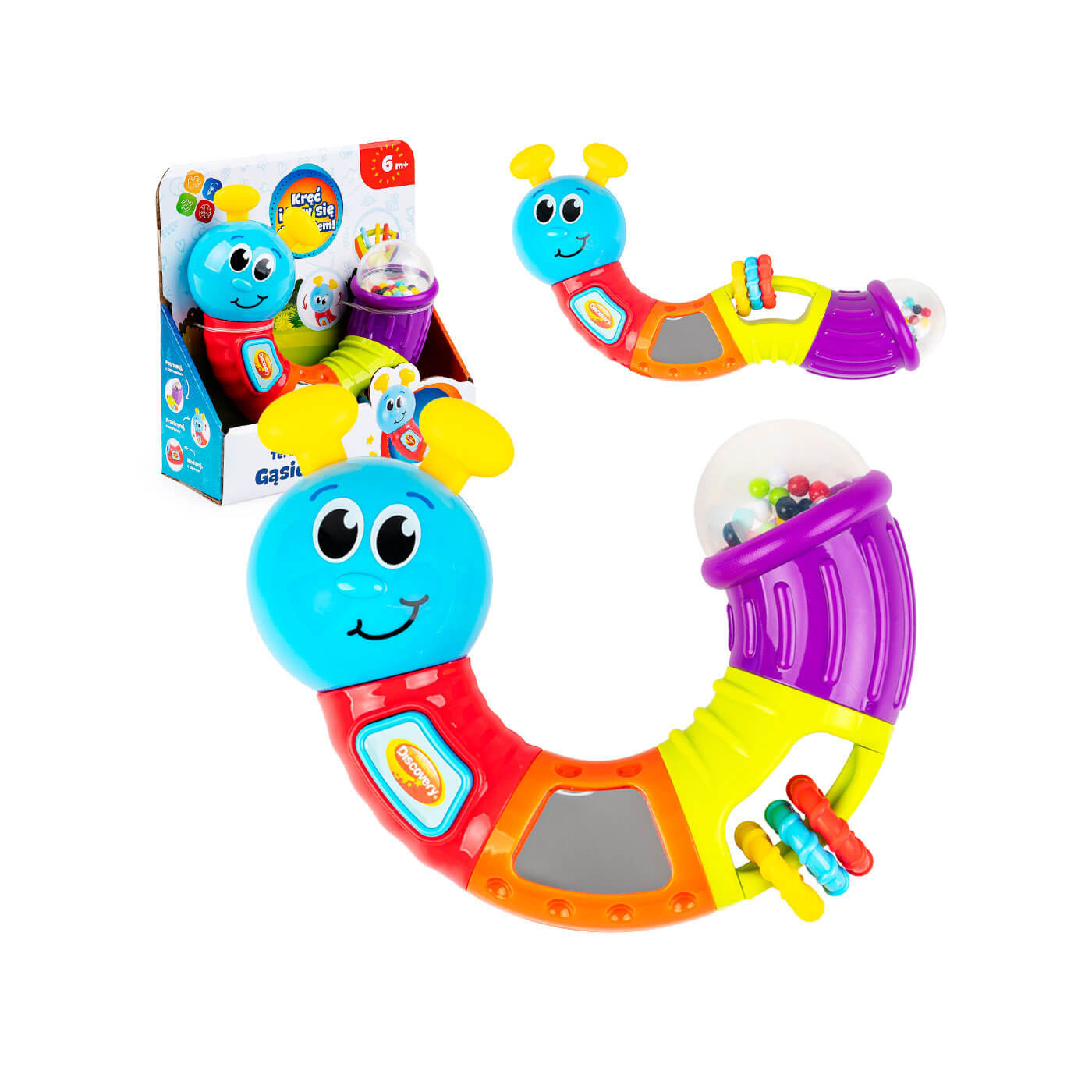 Terkocząca gąsienica – zabawka sensoryczna grzechotka dla maluszka 6m+