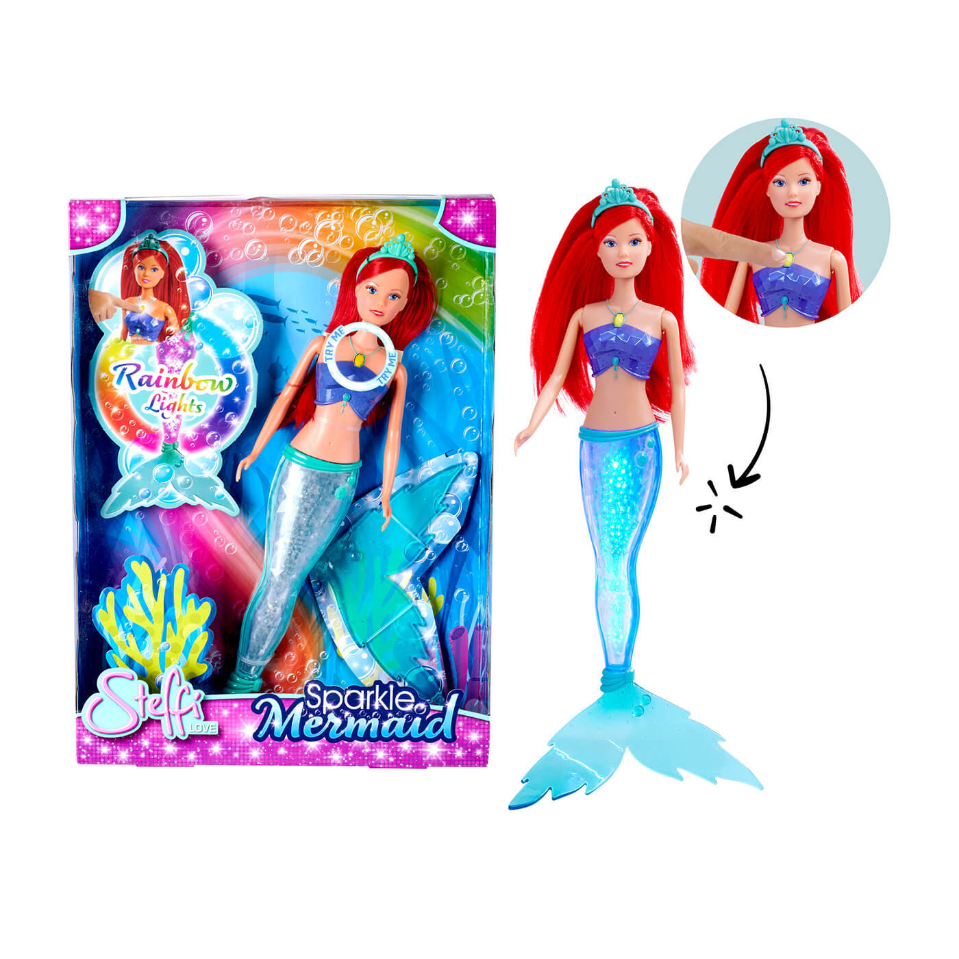 Lalka Steffi świetlista syrenka lalka interaktywna dla dziewczynki 3+ Simba