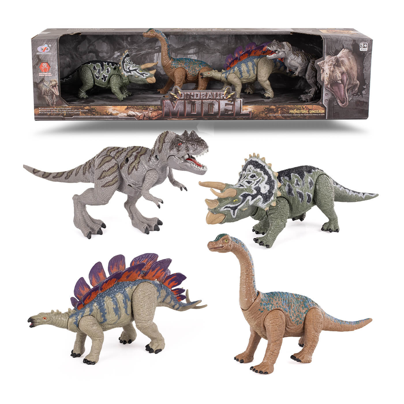 Zestaw figurek dinozaurów 4 szt. ruchome elementy