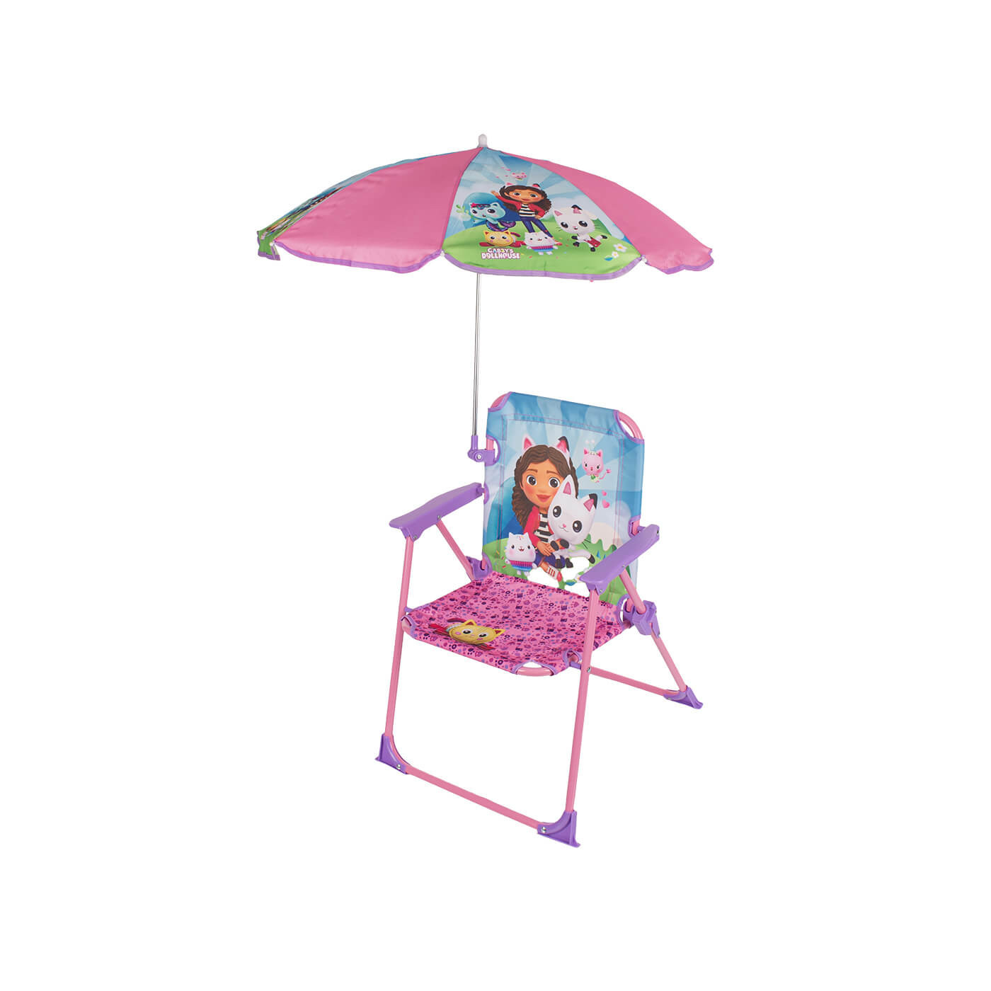 Krzesełko plażowe z parasolką dla dziewczynki Koci Domek Gabi licencja
