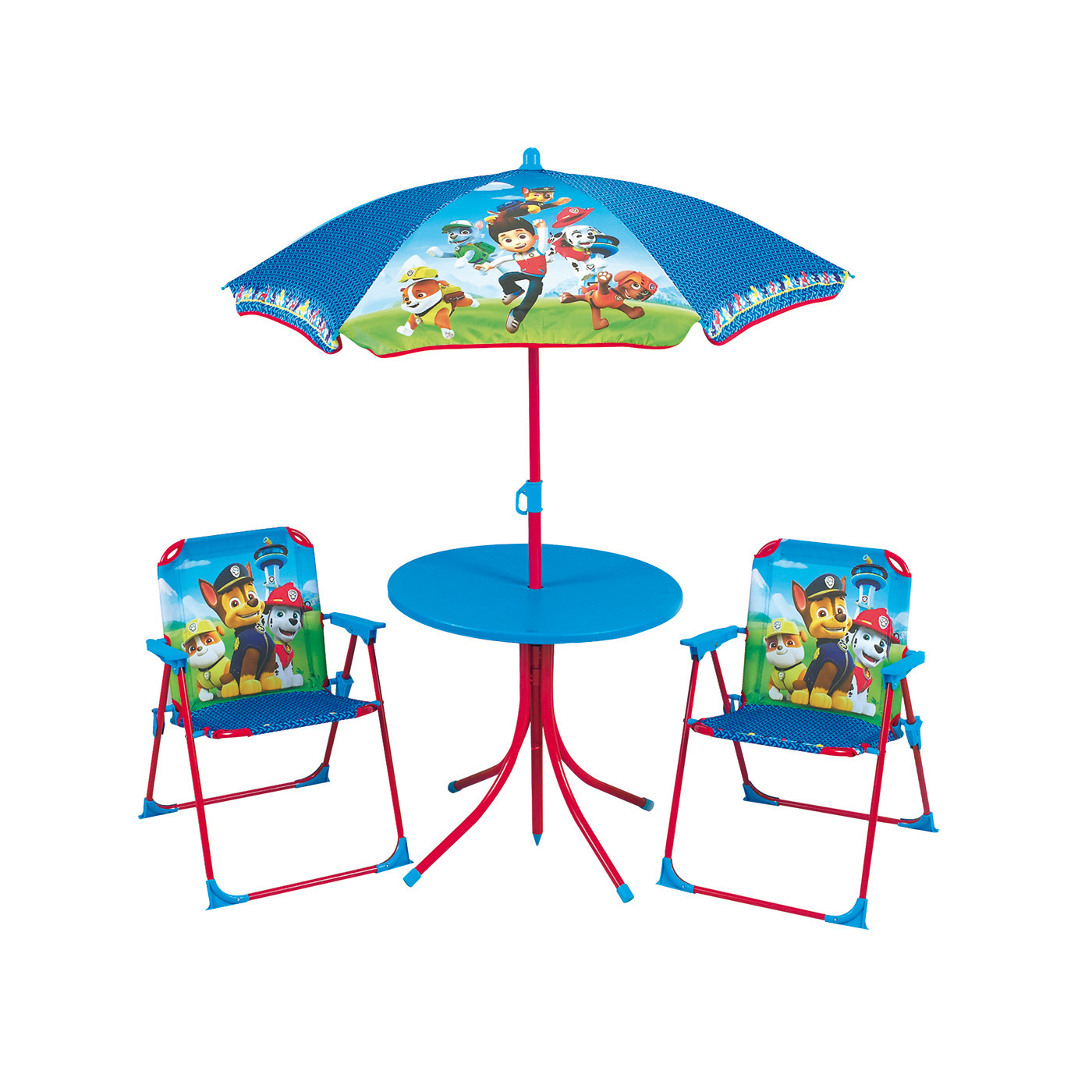 Zestaw ogrodowy dla dzieci Stolik, Krzesła, Parasol plażowy Psi Patrol licencja