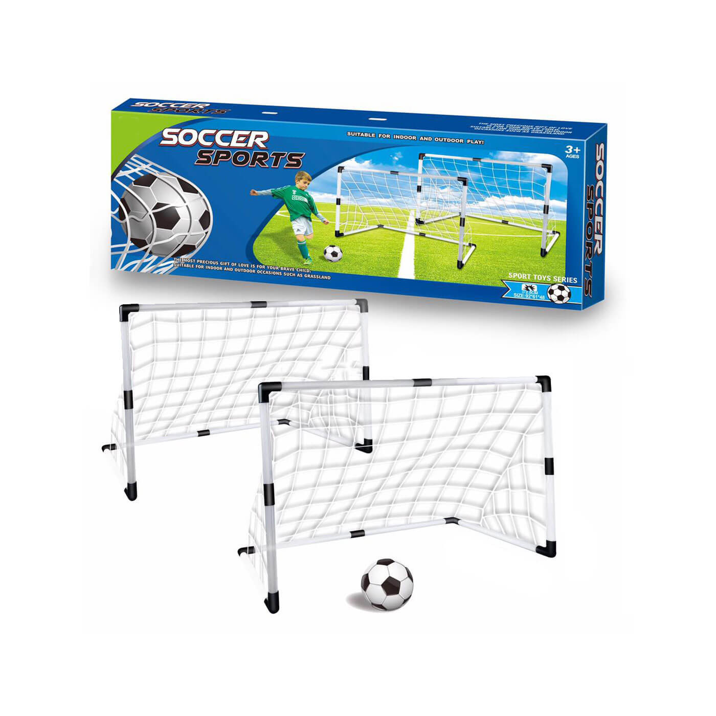 2 bramki piłkarskie duże 92 cm, bramka składana z piłką i pompką 2 szt