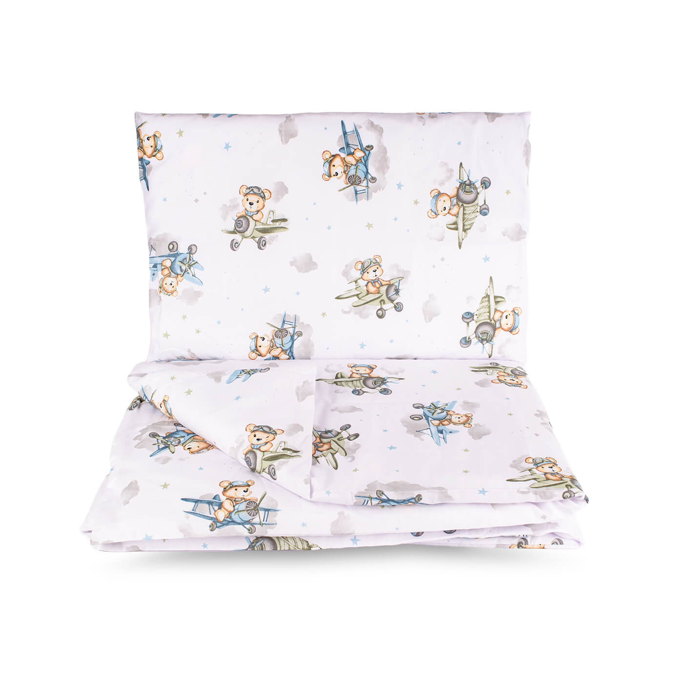 Pościel dla niemowląt z ochraniaczem dla chłopca bawełna 120x90 cm 3 el.