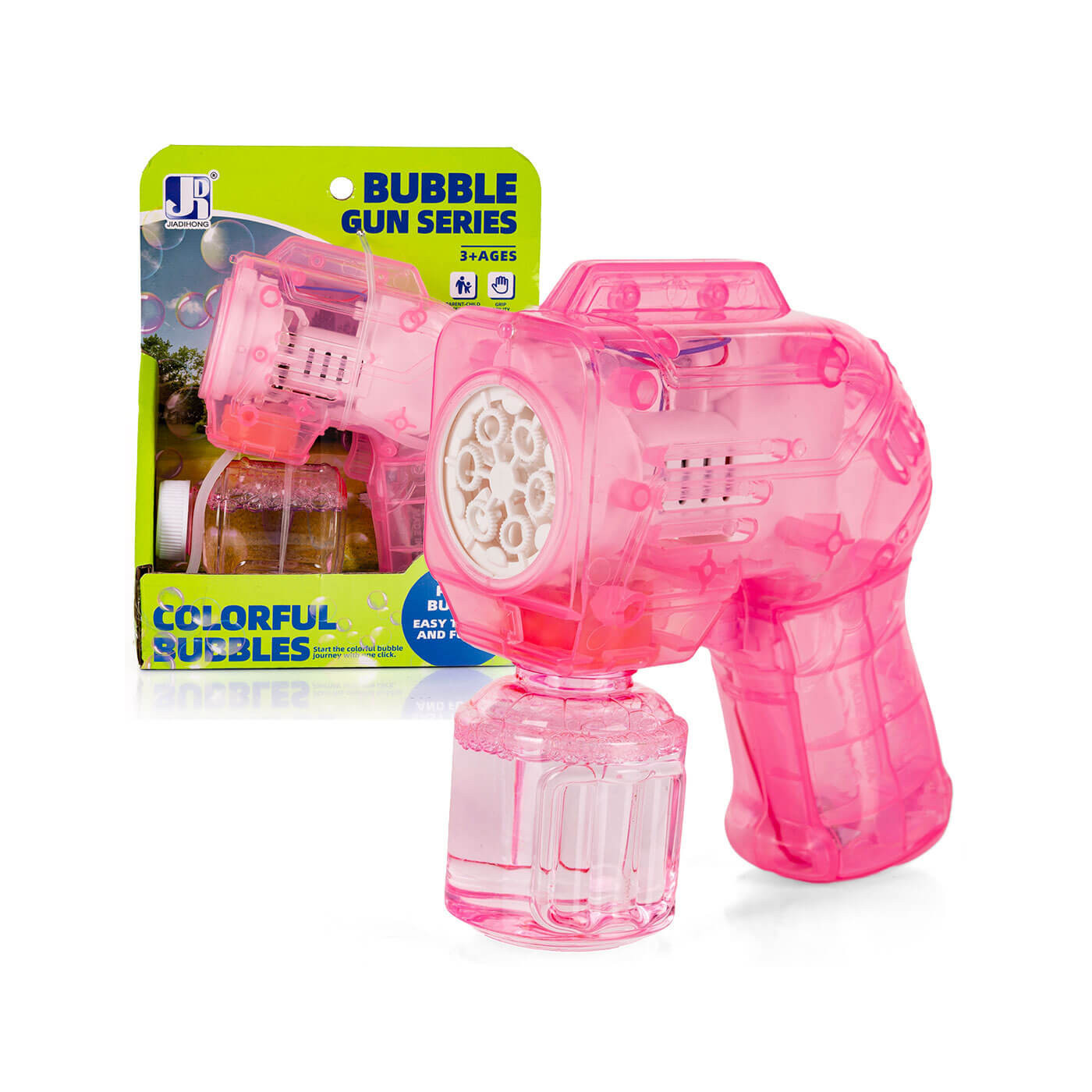 Pistolet puszczający bańki na baterie z podświetleniem i płynem 50ml