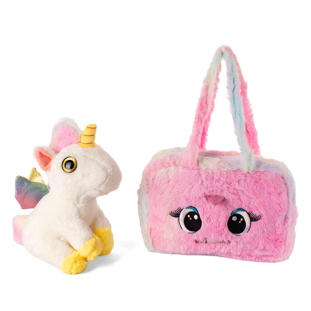 Pluszowy jednorożec - zestaw z torebką dla dziecka 