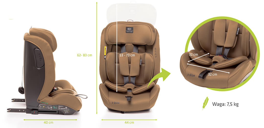 Wymiary i specyfikacja fotelika samochodowego Go-Fix