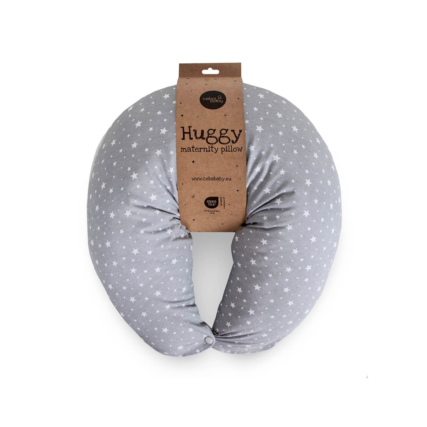 Poduszka do spania w ciąży  rogal do karmienia Cebuszka Gwiazdki szare