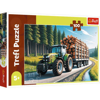 Puzzle 100 el. Trefl Traktor, ciągnik rolniczy puzzle dla 5 latka dla chłopca