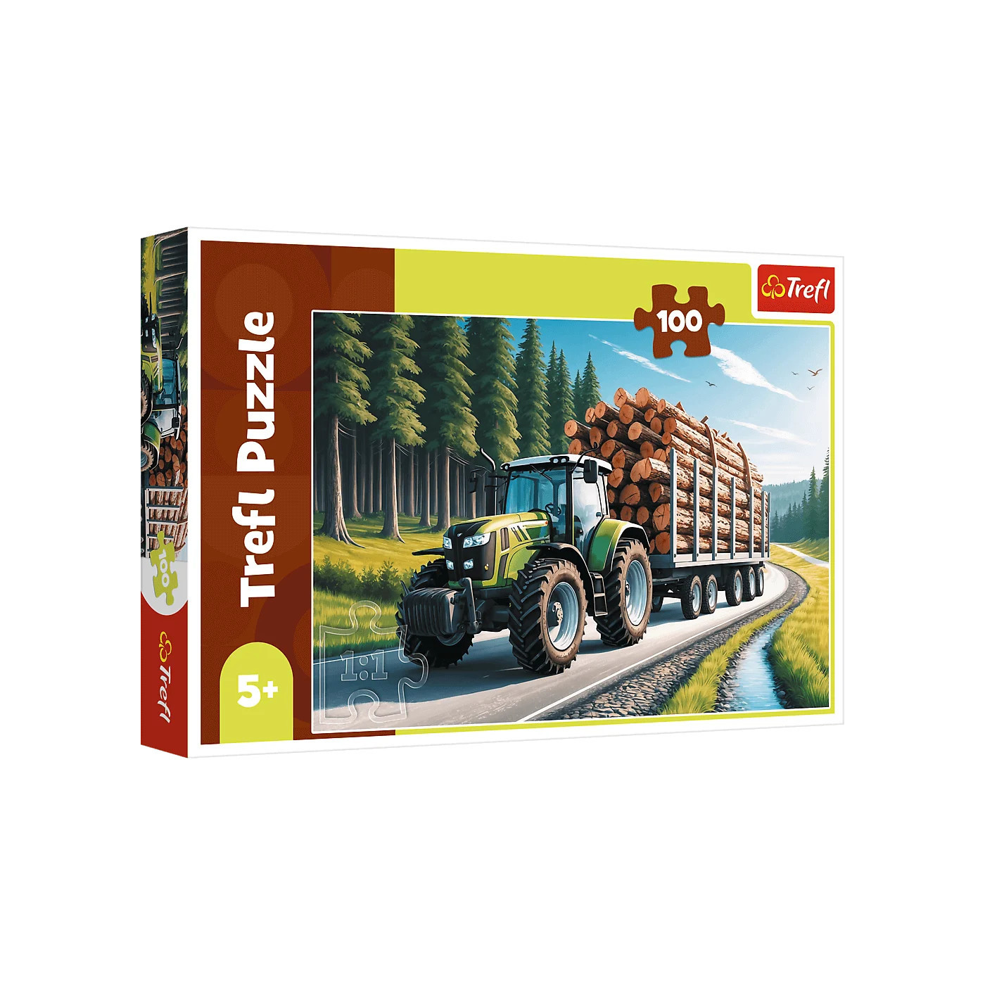 Puzzle 100 el. Trefl Traktor, ciągnik rolniczy puzzle dla 5 latka dla chłopca