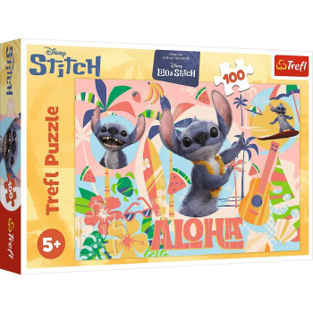 Puzzle 100 el. Stitch i przyjaciele w akcji, układanka Lilo i Stitch dla dzieci +5 lat