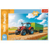 Puzzle 100 el. Traktor z przyczepą, ciągnik rolniczy puzzle dla chłopca +5 lat