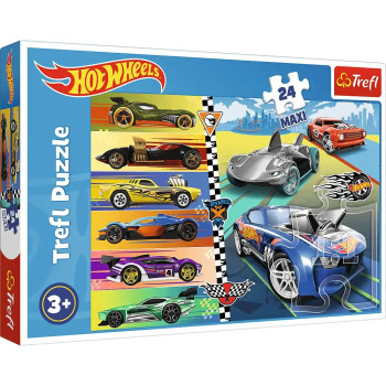 Puzzle 24 el. Maxi Szybkie Hot Wheels, duże elementy 3+ układanka