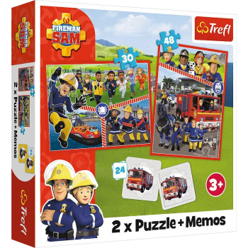 Puzzle 2w1 Strażak Sam 30 i 48 el. + memos 24 el. Drużyna Strażaka Sama Trefl 3+