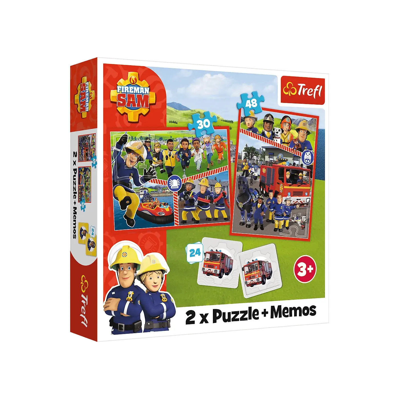 Puzzle 2w1 Strażak Sam 30 i 48 el. + memos 24 el. Drużyna Strażaka Sama Trefl 3+