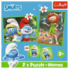 Puzzle 2w1 Smerfy 30 i 48 el. + memos 24 el. Wesołe zabawy Smerfów Trefl 3+