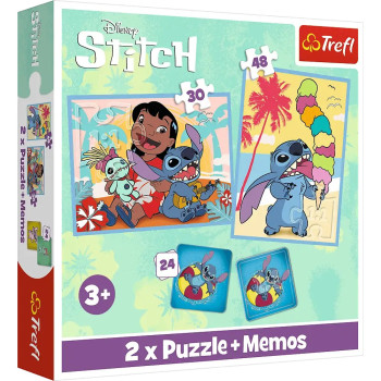 Puzzle 2w1 Lilo & Stitch 30 i 48 el. + memos 24 el. Wesoły dzień Trefl 3+