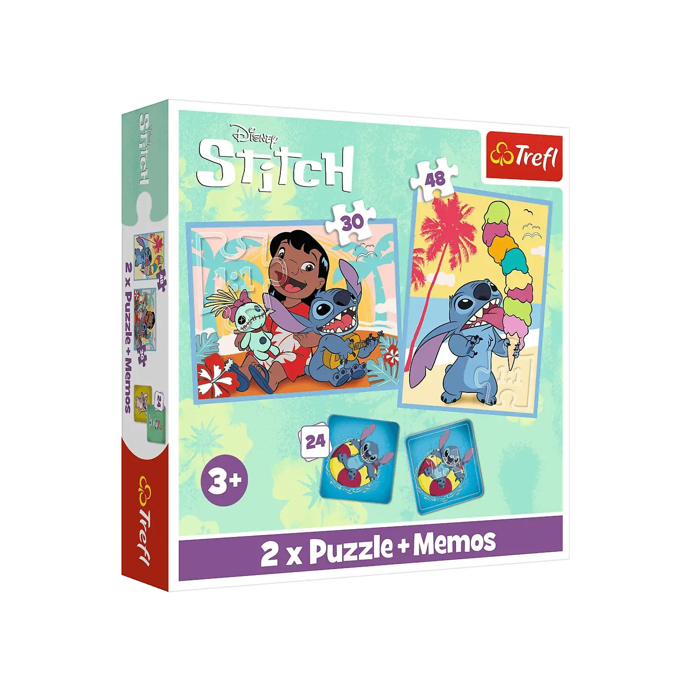 Puzzle 2w1 Lilo & Stitch 30 i 48 el. + memos 24 el. Wesoły dzień Trefl 3+