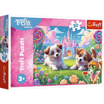 Puzzle 30 el. Miłe Trefliki puzzle dla trzylatka z pieskami marki Trefl